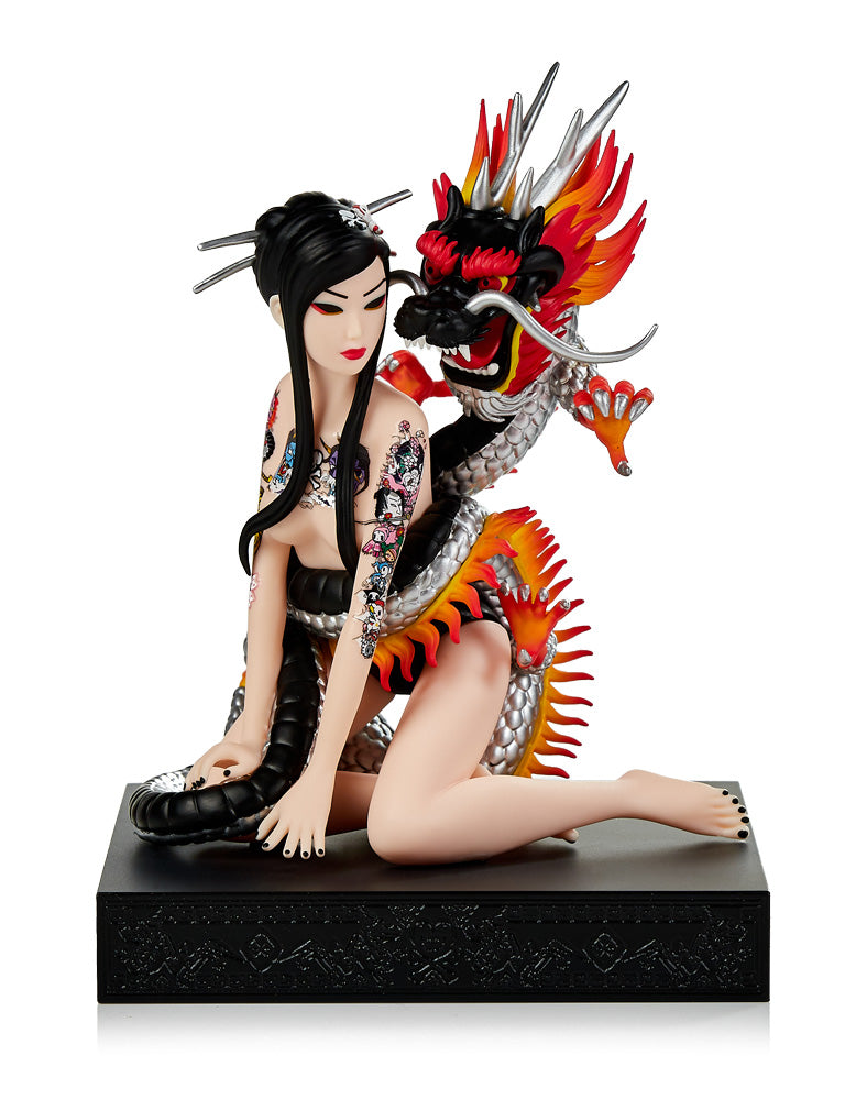 tokidoki-dragon-girl-01 Dragon Girl Statue (Silver/Black) - Image 1