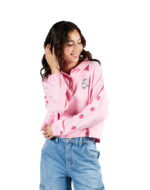 Strawberry Cat Cropped Polo Sweatshirt - Image 2