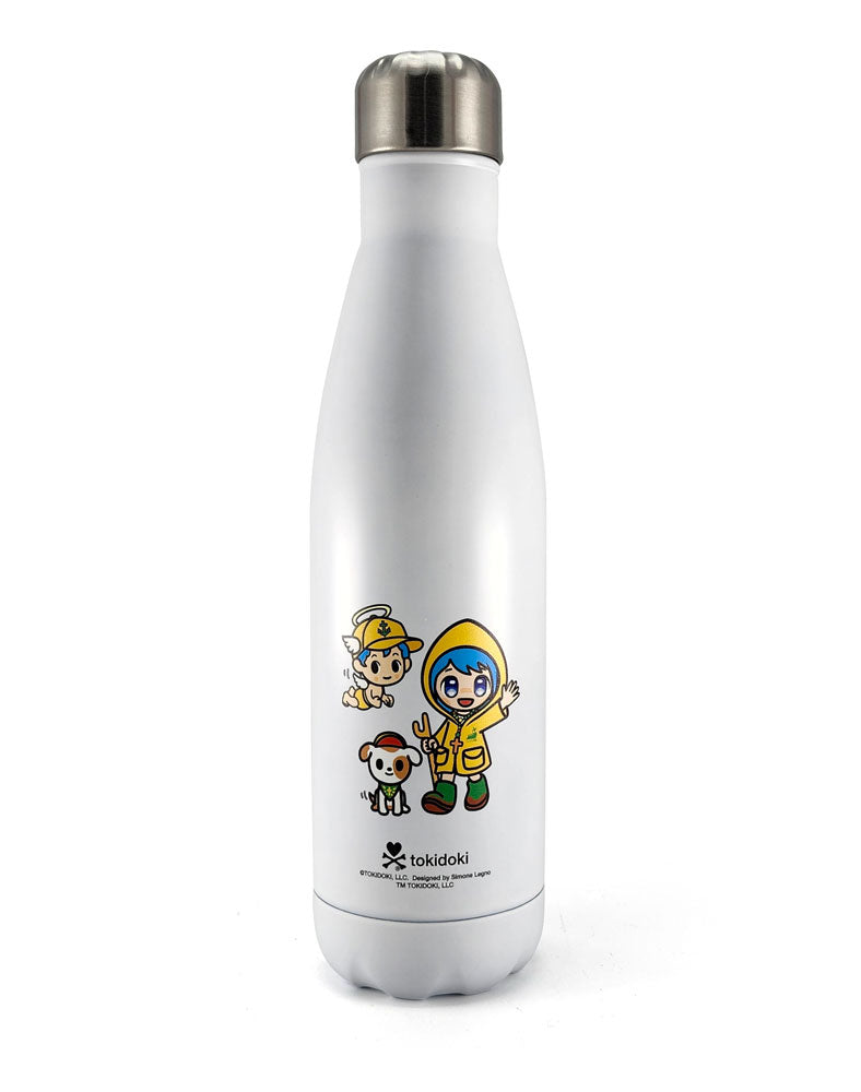 tokidoki-luce-lubi-and-santino-stainless-steel-bottle-white Luce, Iubi & Santino Stainless Steel Bottle - Image 1