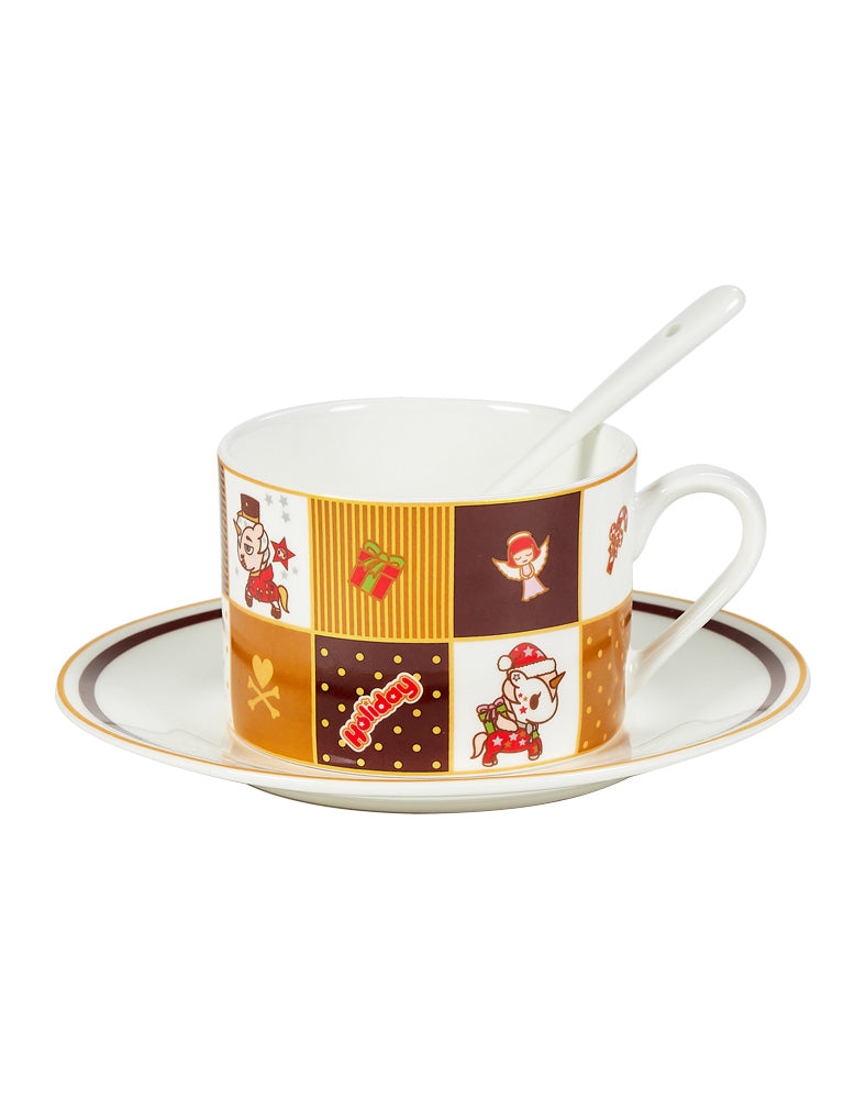 tokidoki-poros-favour-happy-holidays-ceramic-cup-and-saucer-01 Happy Holidays Ceramic Cup and Saucer - Image 1