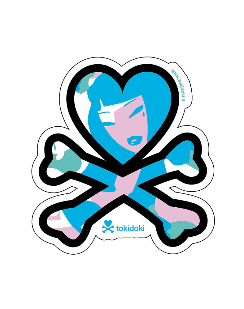 tokidoki-series-15-stickers-Heart-and-Cross-Bones-Logo Heart and Crossbones Logo Die Cut Sticker - Image 1