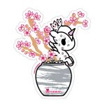Cherry Blossom Hanami Unicorno Die Cut Sticker