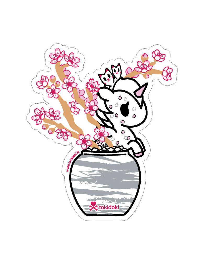 tokidoki-stickers-series-16-cherry-blossom-hanami Cherry Blossom Hanami Unicorno Die Cut Sticker - Image 1