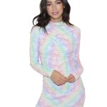 Candy Party Rouched Long Sleeve Dress