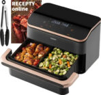 Cosori Dual Blaze TwinFry Smart Dual-Basket Air Fryer (10L) — Modular Baskets + Tongs (Black)