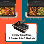 Cosori Dual Blaze TwinFry Smart Dual-Basket Air Fryer (10L) — Modular Baskets + Tongs (Black) - Image 2