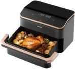 Cosori Dual Blaze TwinFry Smart Dual-Basket Air Fryer (10L) — Modular Baskets + Tongs (Black) - Image 3