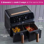 Neo Black Copper Gold Black Dual Twin Zone Double Drawer Electric Air Fryer | Black | - Image 5