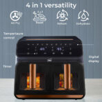 Neo Black Copper Gold Black Dual Twin Zone Double Drawer Electric Air Fryer | Black | - Image 9