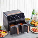 Neo Black Copper Gold Black Dual Twin Zone Double Drawer Electric Air Fryer | Black |