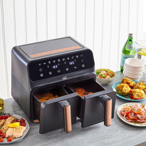 Neo Black Copper Gold Black Dual Twin Zone Double Drawer Electric Air Fryer | Black |