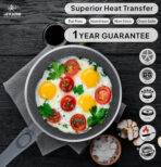 🍳 Ensemble de casseroles LIFE SMILE à texture granit (29 pièces) – Doté d'un revêtement antiadhésif multicouche en granit, 100 % sans PFOA ; comprend un ensemble complet d'ustensiles de cuisine et de friture. - Image 2