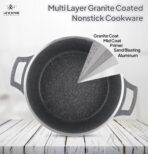 🍳 Ensemble de casseroles LIFE SMILE à texture granit (29 pièces) – Doté d'un revêtement antiadhésif multicouche en granit, 100 % sans PFOA ; comprend un ensemble complet d'ustensiles de cuisine et de friture. - Image 4